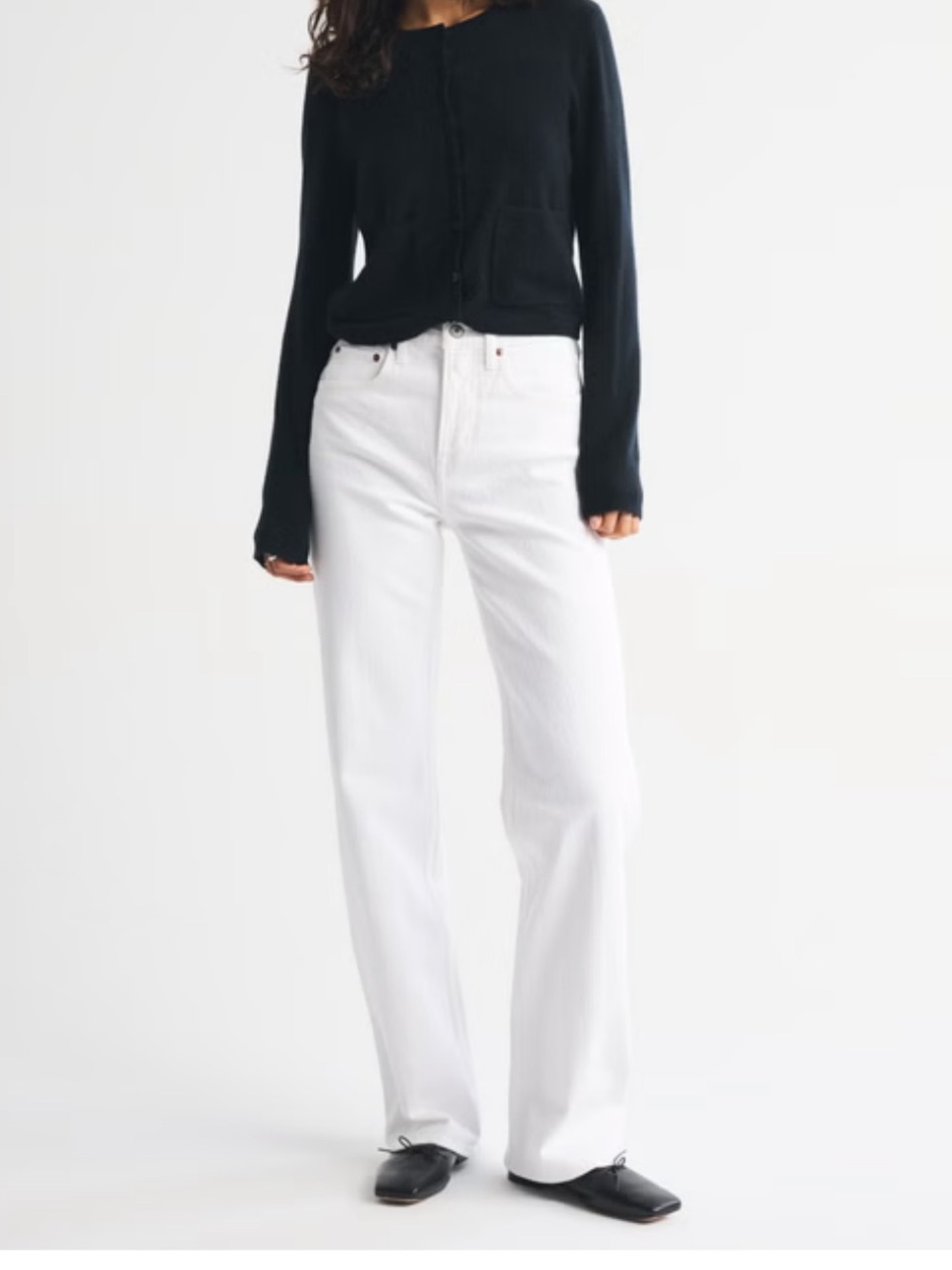 A&F 90's high rise Classic High-Rise Straight White Jeans for Women